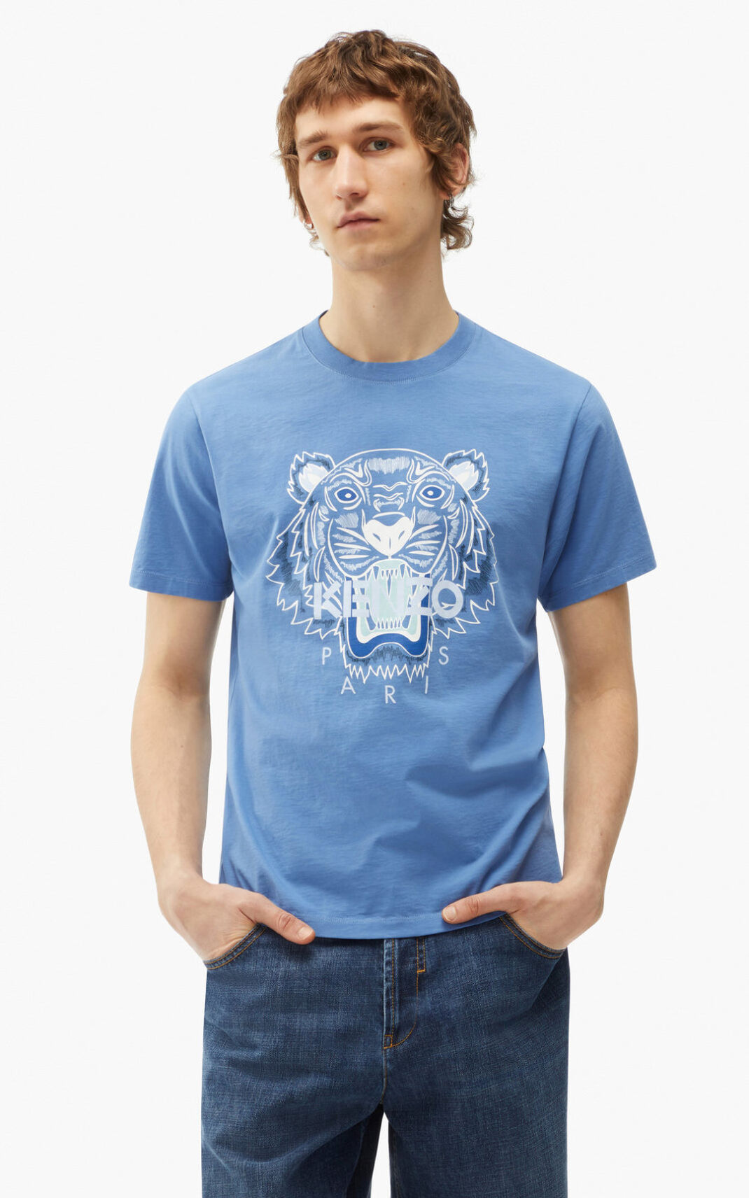 Camiseta Kenzo Tiger Masculino - Azuis | 284YCTGVK